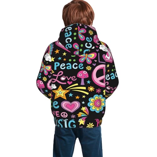 Peace Love and Dove Flower Power Kid Hoodies Boys Sweatshirts Girls Pullover with Pocket4