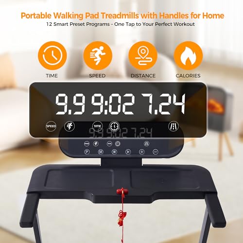 Image of Walking Pad Treadmill with Incline, 2026 Upgrade Portable Treadmill with Handles for Home Small, 3.5HP Small Walking Pad with Handle Bar, 0.6-10.0MPH, 400LBS