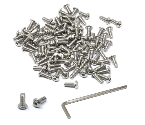 iexcell 100 Pcs #6-32 x 3/8" Stainless Steel 304 Hex Socket Button Head Cap Screws Bolts Kit
