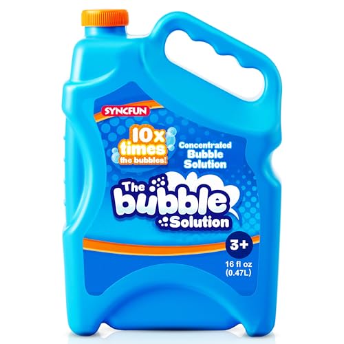 SYNCFUN 16 oz Bubble Solution Refills(Up to 1.25 Gallons), Concentrated Solution for Bubble Machine, Wands, Blower, Easter, Outdoors Activity