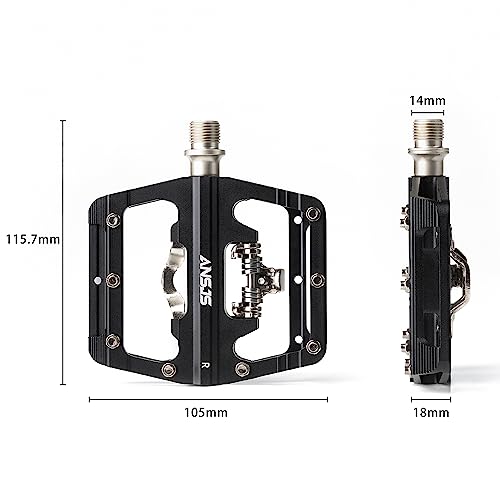 MTB Mountain Bike Pedals Bicycle Flat Platform Compatible with SPD Mountain Bike Dual Function Sealed Clipless Aluminum 9/16" Pedals with Cleats for Road MTB - Image 4