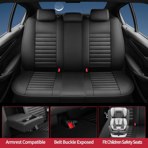 Image of Fit RAV4 Car Seat Covers for Toyota RAV4 2019-2025 2026 Hybrid XLE LE XSE XLE Premium,Limited-Premium Waterproof&Breathable Leather,All-Weather Seat Cushion Protector,Full Set,Black