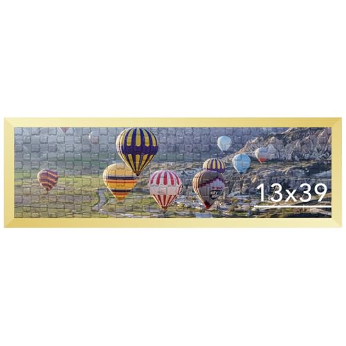 Image of JCJMY 13x39 Picture Frame Gold for Puzzles Poster Photo Picture, Horizontal and Vertical Formats for Wall Hanging, 13 x 39 Wall Gallery Poster Photo Puzzles Frame for 13 by 39 Photos Posters, Gold