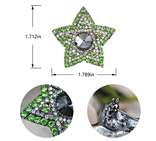 Image of Gyn&Joy Gunmetal Tone Blue Grey Colored Crystal Rhinestones Twinkle Star Brooch Pin