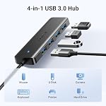 UGREEN USB Hub 3.0, 4 Ports USB A Splitter Ultra Slim Expander for Mouse, Keyboard, Flash Drive, U Disk, Printer Compatible with Laptop, Desktop PC, Xbox, PS5, Mouse, Keyboard and More, 0.5ft