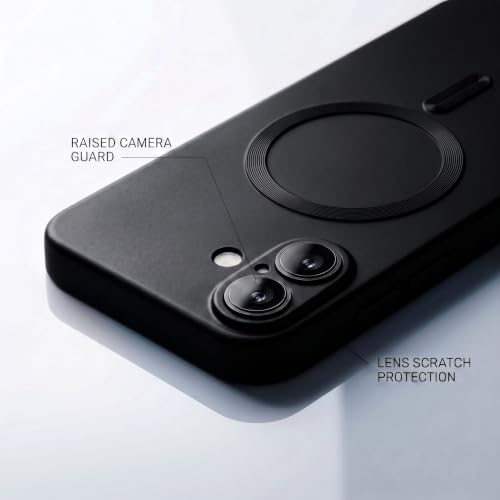 Image of amazon basics Premium Mag-Safe Case for iPhone 16 Plus | Shockproof & Anti-Scratch Cover | Soft Silicone with Wireless Charging | Camera Lens Guard - Black