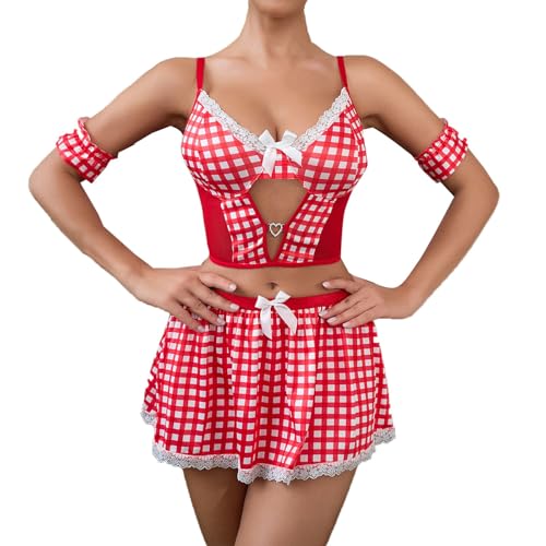 Generisch Camisón largo de encaje sexy para mujer con cinturón con cierre elegante de Navidad como un vestido de noche, Nº 006, L