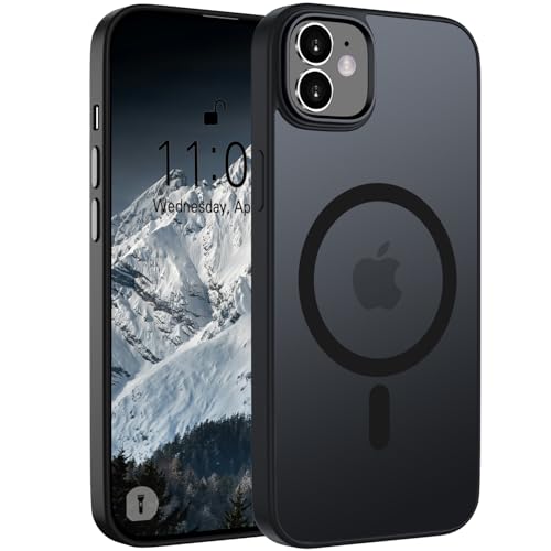 ORDA Magnetic Case for iPhone 11 Case Compatible with MagSafe, for iphone 11 phone case Translucent Matte Back Slim Anti-Fingerprint Shockproof Phone Cover phone case for iphone 11 6.1-Inch Black
