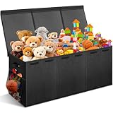 Extra Large Toy Box with Lids, Collapsible Storage Bin, 38'x16'x14',Black