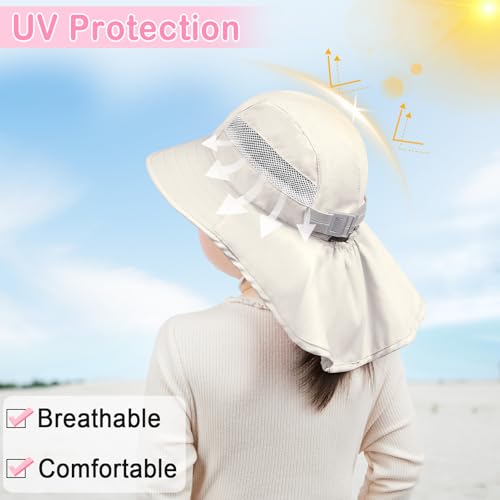 Kids Sun Hat for Girls UV Protection Toddler Beach Bucket Hats Adjustable Summer Travel Fishing Hats with Neck Flap for Kids2