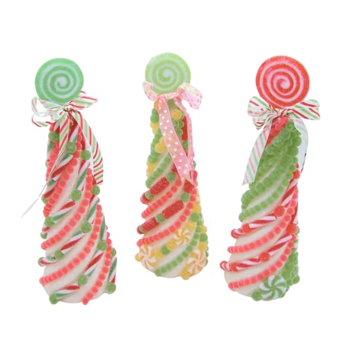 Frosted Faux Gum Drop Christmas Trees, Set Of 3, Assorted Colors And Designs, Freestanding Holiday Décor, 12 Inches #TOP19