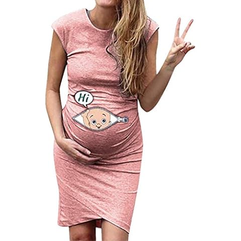 Women's Maternity Sleeveless Tank Dress with Funny Print Cover