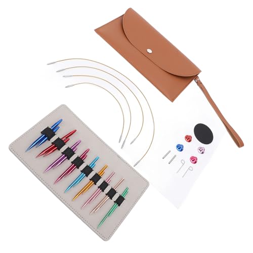 Aiguilles à tricoter circulaires interchangeables Ahgsup 3-6mm avec sac de couture