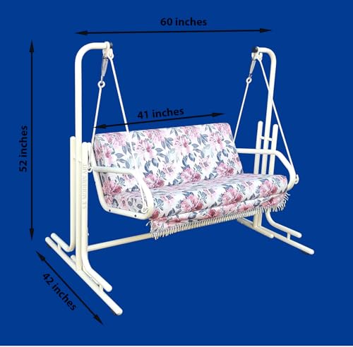 Image of s k modern art Swing with Stand | Jhula for Adults with Cushion for Home /Patio (Two Seater, White)