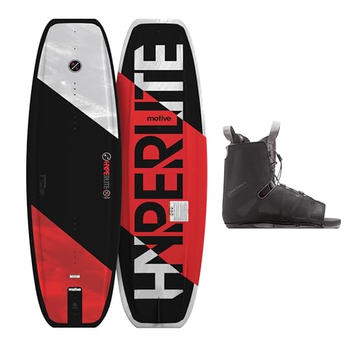 Hyperlite Motive Wakeboard + Frequency Bindings Wakeboard Package - Perfect for Beginner to Intermediate Riders - Board Size (140 cm)