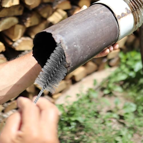 Annlpoy Ofenrohrbürste Ø 40 mm für schwierige Ecken kaminbürste rohrbürste, Universal Kaminreiniger für schwierige Ecken, Stahldraht Besen, 30 cm Gesamtlänge, für Kaminofen, Pelletofen und Holzofen