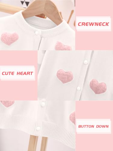 Image of ASHER FASHION Girls Knit Cardigan Heart Sweater Long Sleeve Button Down Love Coat for 2-8 Years Kids Tops