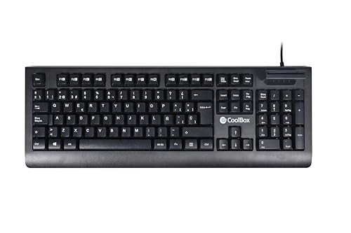 CoolBox COO-TEC04DNI - Teclado con Lector de DNI Electrónico 4.0 y SmartCard Integrado. Ergonómico con Tecnología de Membrana, Silencioso, QWERTY Español 105 Teclas, Cable USB 1.5m, Color Negro