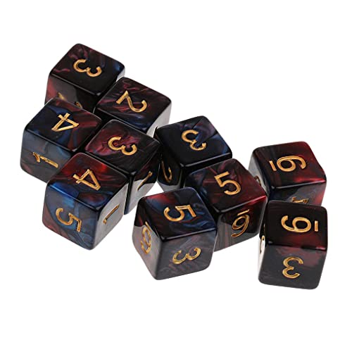 Yourandoll 10 STÜCKE Polyedrische Würfel D6 Dice Würfel Spielwürfel for DND RPG Tischspiele (Rot Blau) Cover