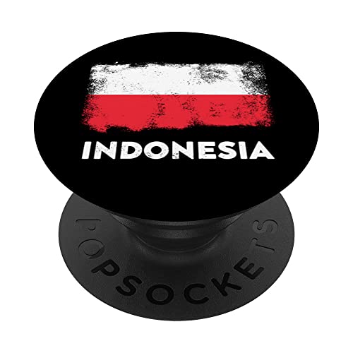 Indonesia Flag PopSockets Swappable PopGrip, Black