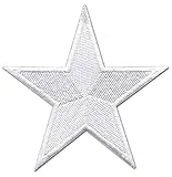 Iron On Patches - White Star Patch Iron On 1 pcs Patch Embroidered Applique Star S-43