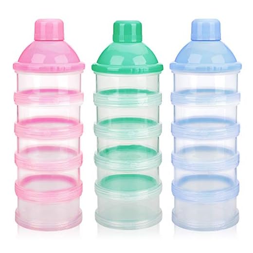 Accmor Baby Milk Powder Formula Dispenser, Non-Spill Smart Stackable Baby Feeding Travel Storage Container, BPA Free, 5 Compartments, 3 Pack