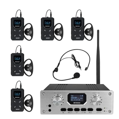 Retekess TT119 Assistive Listening System, Church Translation System, 300m/980ft, Interpreter Monitor Option, Recording Function, Simultaneous Interpretation Devices (1 Transmitters 5 Receivers)