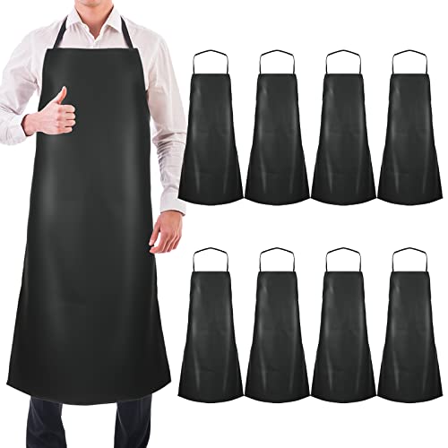 Hercicy 8 Pcs Heavy Duty Waterproof Apron For Dishwashing 40 Inch Work Apron Pu Leather Dishwasher Apron For Men Cleaning Apron Lightweight Industrial Apron Black Dish Apron Butcher Apron For Chef cover