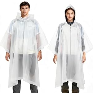 Aolegoo 2 Stück Regenponcho, EVA Wiederverwendbarer Tragbarer Unisex-Regencape für Survive, Fahrrad, Wandern, Camping, Angeln, Konzert, Stadion, Festival (Weiß)