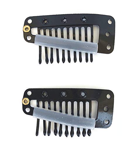 ZZRRYY 50pcs Wig Snap Clips, DIY Metal Clips for Hair Extensions (Dark Brown, 10-Teeth)