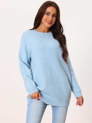 Image of Seta T Women's Sweaters Long Sleeve Crewneck Cozy Oversized Sweater Loose Fit Tunic Tops with Pockets