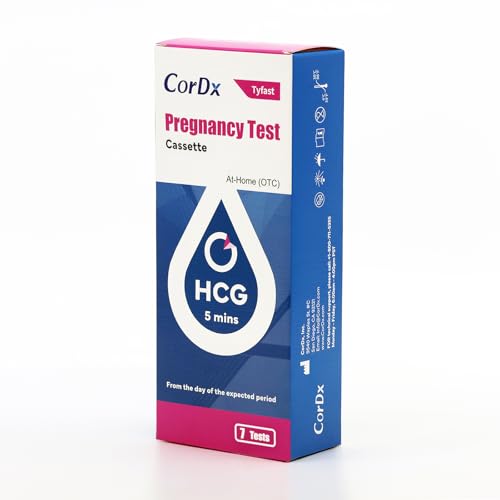 CorDx Early Detection Pregnancy Test Kit Urine Tests for Easy At Home hCG Level Testing Tester for Pregnant Women Clear Fast and Reliable Result with Over 99% Accuracy 7 Pack Cassettes