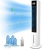 Evaporative Air Cooler, Sunday Living 42” Oscillation Tower Fan, 1.3 Gallon Water Tank, 3 Cooling Modes, 12H Timer, Remote Control, Cooling and Humidification, Air Cooler