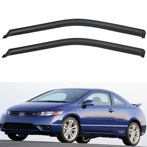 Window Visors Rain Guards for 2006-2011 Honda Civic Coupe, Out-Channel Window Vent Wind Deflectors Visors Shades for 06 07 08 09 10 11 Civic 2Door