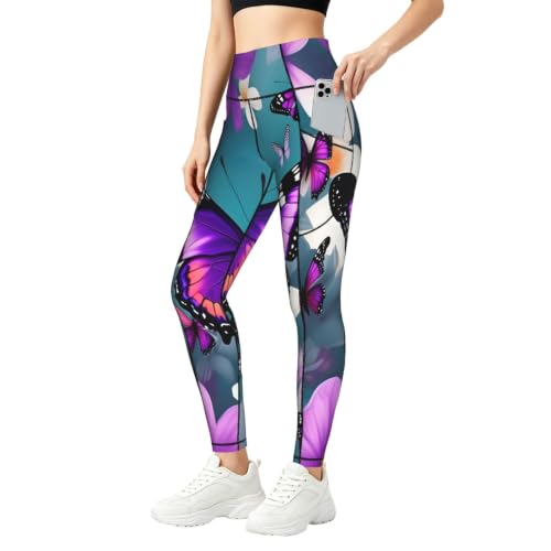 Leggings de running con estampado de mariposas y bolsillos ideales para tu rutina de fitness