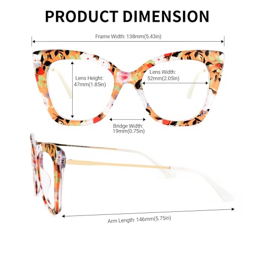 Image of Zeelool Cat Eye Blue Light Glasses for Women Stylish Floral Eyeglasses Frames Non Prescription Full Eyewear Anti UV