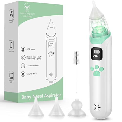Electric Nasal Aspirator for Baby - Baby Nose Sucker, Snot Sucker for Babies Toddlers Infants Newborns Kids with 3 Suction Levels & Music & Light, Automatic Booger Mucus Cleaner Machine 