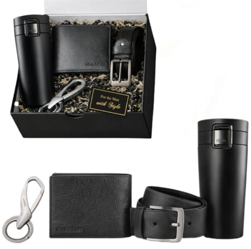 Yadava Men’s Gift Set – Leather Wallet & Belt Combo with Stainles...