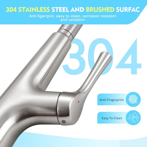 CREA Touchless Kitchen Faucet with Pull Down Sprayer, Brushed Kitchen Faucets 3-Mode, Laundry Uitility Faucet Single Hole Bar Sink Faucet 360° Swivel High Arc Commercial RV Faucet Stainless Steel by CREA - Image 6