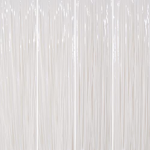 4 Pack 3.2X8.2Ft Tinsel Foil Fringe Curtains, Streamers Backdrop Curtains With Adhesive, Photo Booth Background - Home Wall Window Decorations For Birthday, Wedding Party Decor, White #TOP7