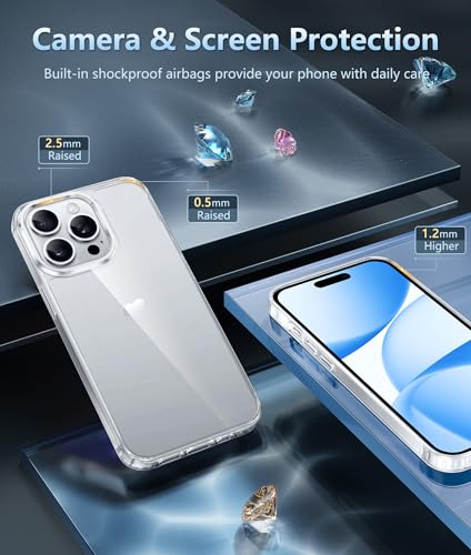 Image of FNTCASE for iPhone 14 Pro-Max Case: Clear Phone Cases Compatible with Magsafe Slim Anti Yellowing Military Grade Drop Protection Rugged Shockproof Protective Transparent Cell Cover (B-Clear)