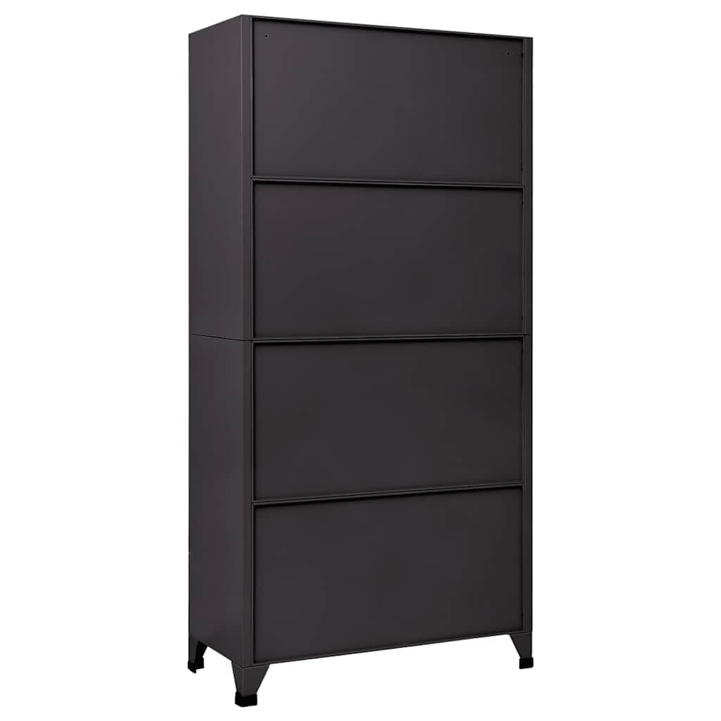 Armadietto con Serratura Antracite 90x40x180 cm in Acciaio, 15 Ante con Serratura e 2 Chiavi per Porta, Armadio Sicurezza per Ufficio, Design Moderno con Prese Aria