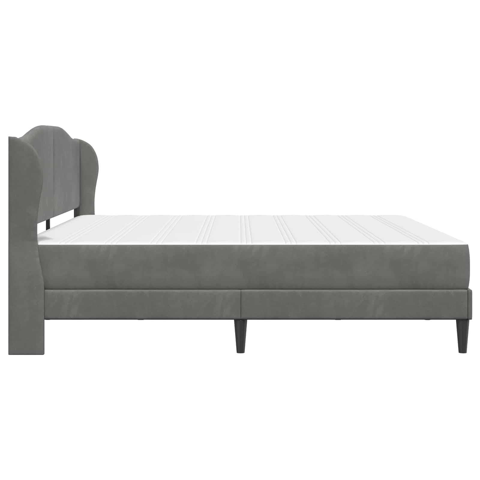 Rama de cama de terciopelo gris oscuro 180x200 cm con almacenamiento, cabecero acolchado, patas cónicas, contrachapado resistente, soporte de listones, para dormitorio moderno
