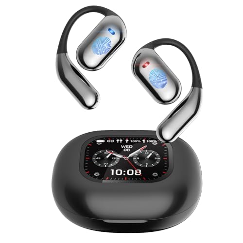 ANSTEN Auriculares Traductor en Tiempo Real, 4 en 1 Auriculares Traductores Simultaneos IA, 144 Idiomas Traductor Instantaneo de Voz con Pantalla Táctil LCD OWS, Ideal para Viajes, Negocios, Estudio
