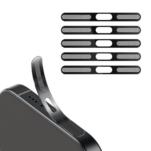 BelleVive 5-pak pyłoszczelnych naklejek siatkowych do iPhone 16 Pro / 16 Pro Max, zintegrowana ochrona głośnika i portu ładowania, ochrona przed kurzem, siatka na głośnik słuchawki, kolor czarny