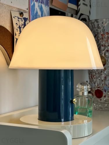 Mushroom Table Lamp, Modern Dimmable Cordless Touch Lamp (Blue)