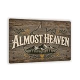 Almost Heaven Sign – Barnwood-Style West Virginia Metal Decor