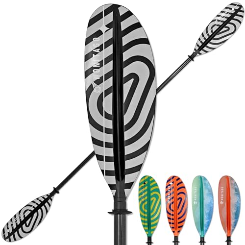 WONITAGO Kayak Paddle Premium Carbon Fiber Paddle with Reinforced PP + Fiberglass Blade Floating Adjustable Kayaking Oars 3 Piece 220-240 cm/86-94 Inches Black Stripe
