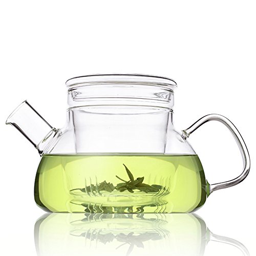 TAMUME 600ML Nordic Style 3-in-1 Glass Teapot with Removable Glass Infuser with Large