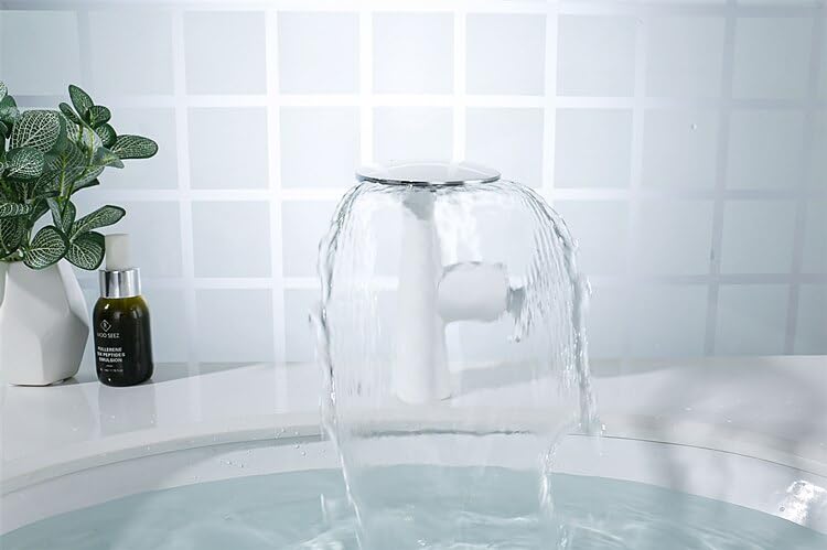 Robinet de lavabo cascade laiton anti-calcaire mitigeur blanc et chrome noir